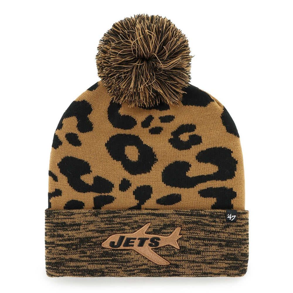 New York Jets '47 Women's Rosette Cuffed Knit Hat with Pom - Brown Hats
