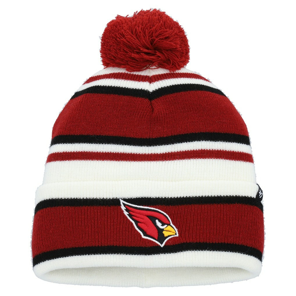 Arizona Cardinals '47 Youth Stripling Cuffed Knit Hat with Pom - White Hats