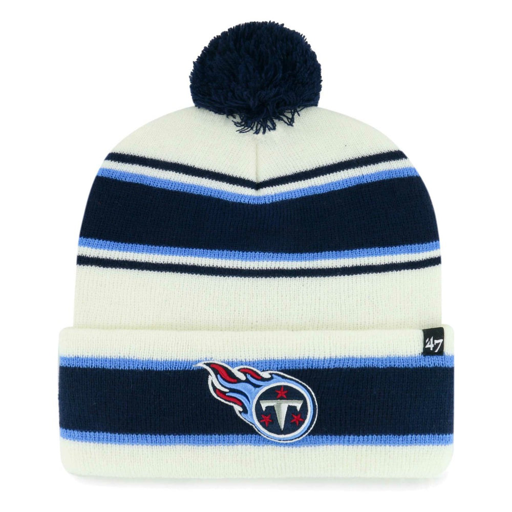 Tennessee Titans '47 Youth Stripling Cuffed Knit Hat with Pom - White Hats