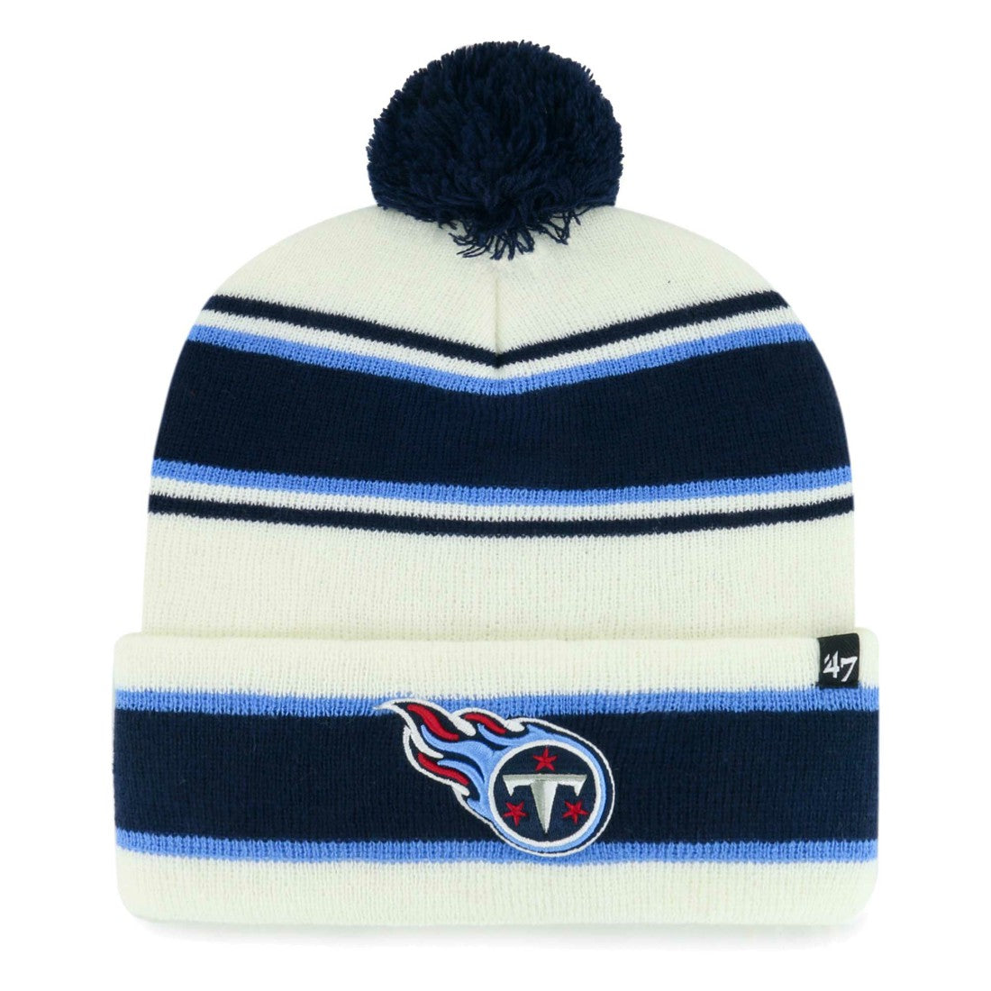 Tennessee Titans '47 Youth Stripling Cuffed Knit Hat with Pom - White Hats