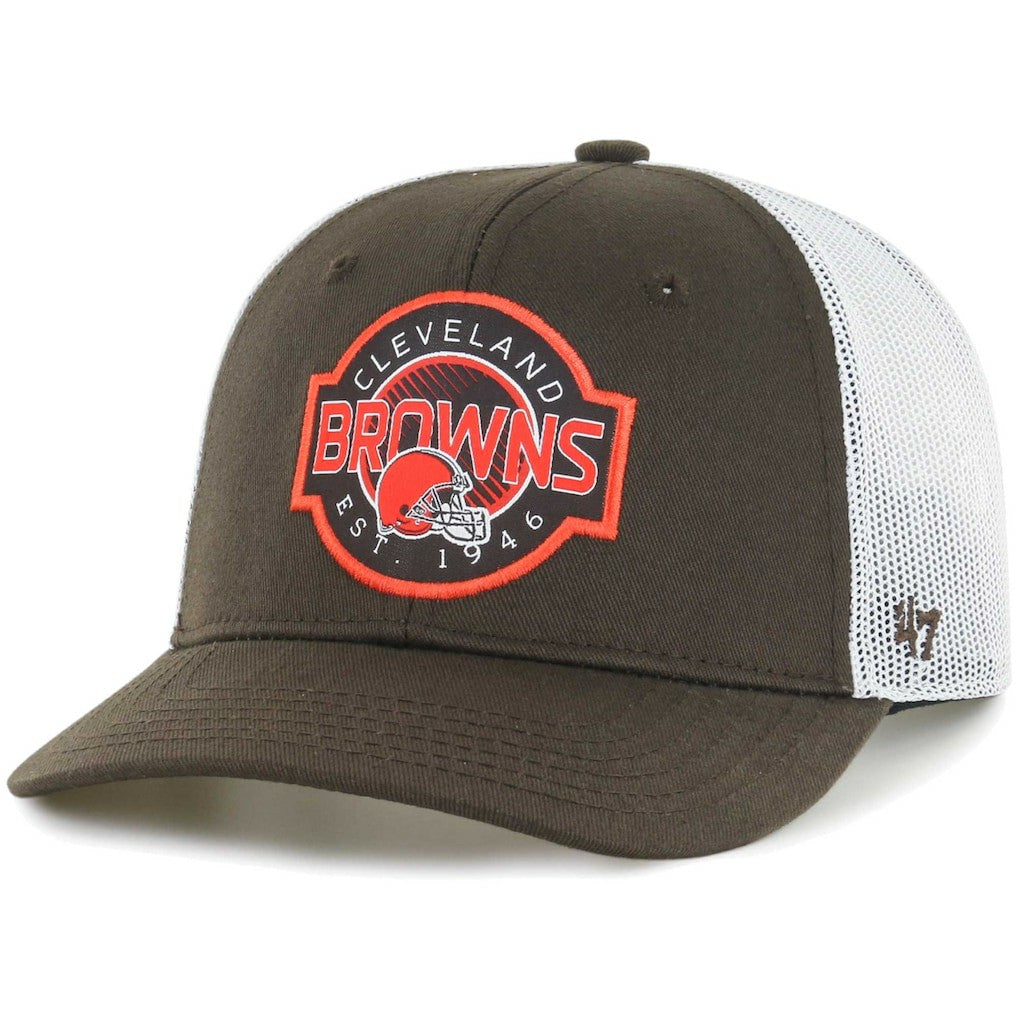 Cleveland Browns '47 Youth Scramble Adjustable Trucker Hat - Brown/White Hats