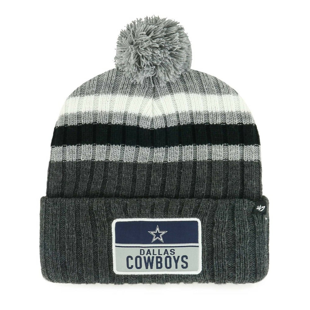 Dallas Cowboys '47 Stack Cuffed Knit Hat with Pom - Gray Hats