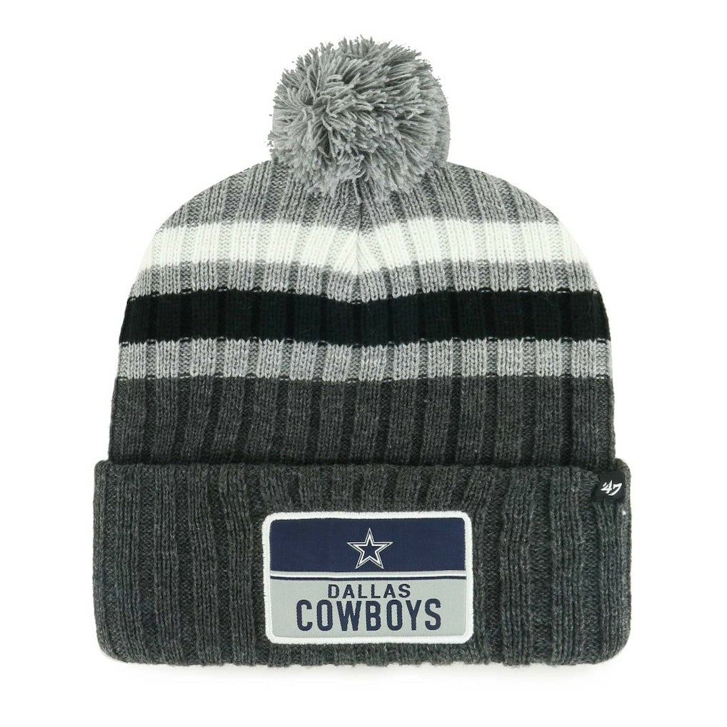 Dallas Cowboys '47 Stack Cuffed Knit Hat with Pom - Gray Hats