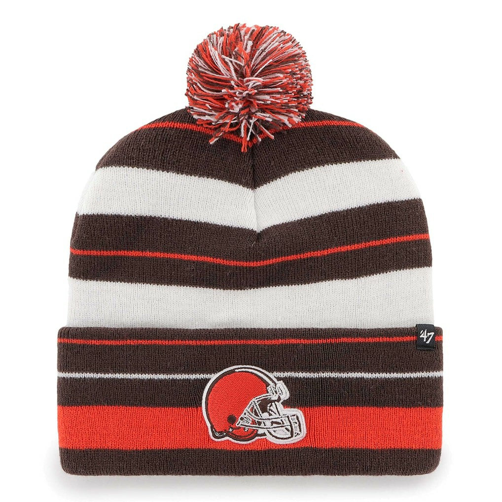 Cleveland Browns '47 Powerline Cuffed Knit Hat with Pom - Brown Hats