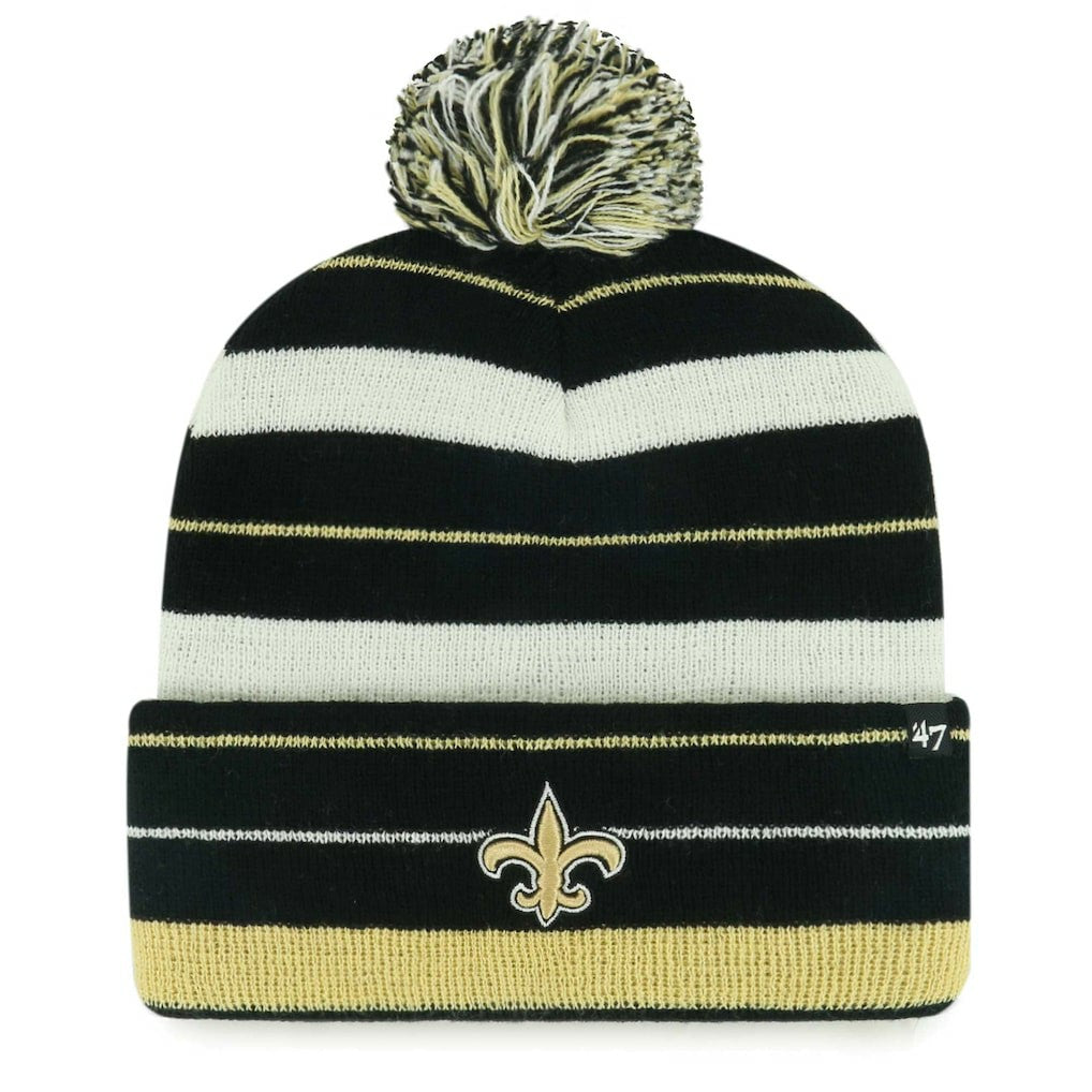 New Orleans Saints '47 Powerline Cuffed Knit Hat with Pom - Black Hats