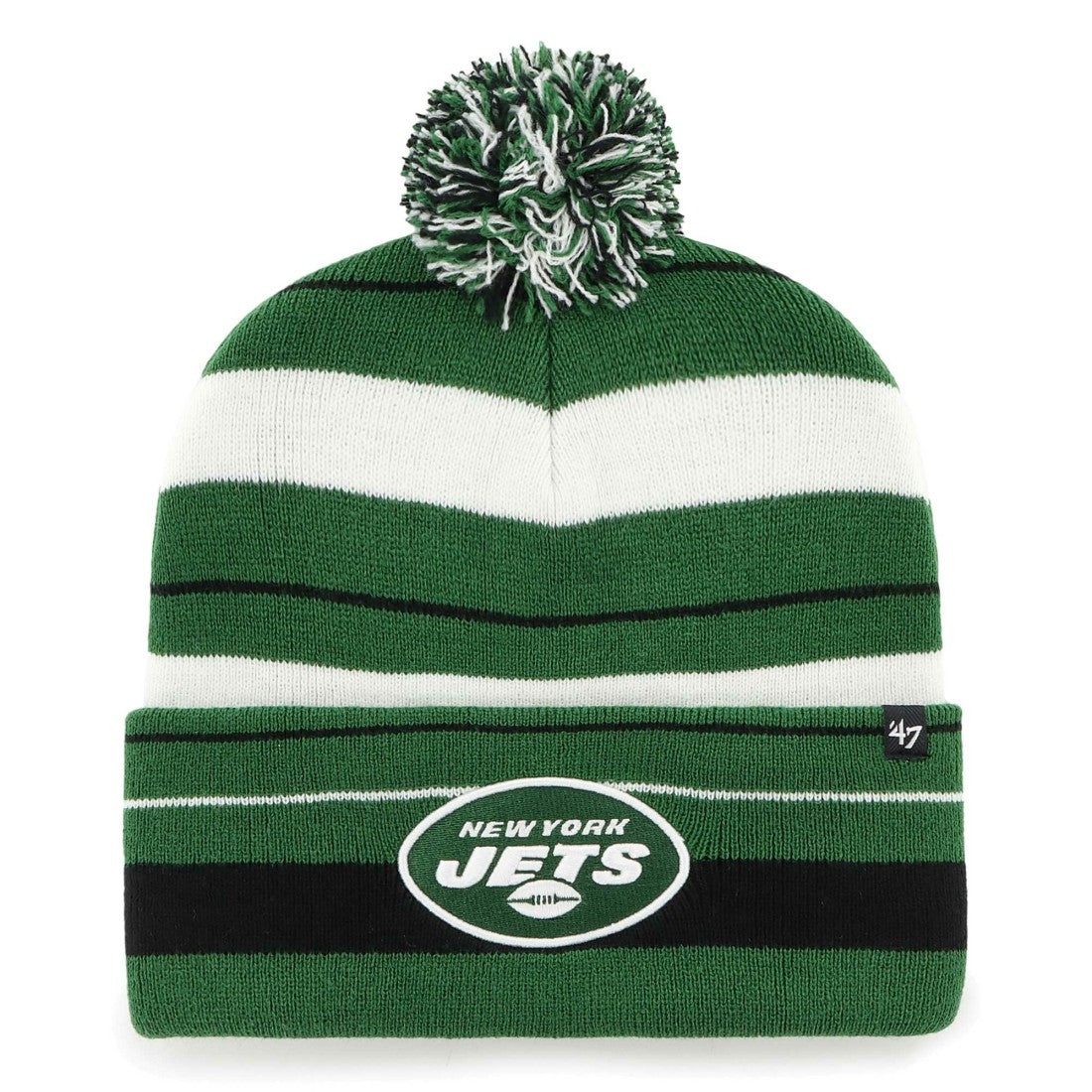 New York Jets '47 Powerline Cuffed Knit Hat with Pom - Green Hats