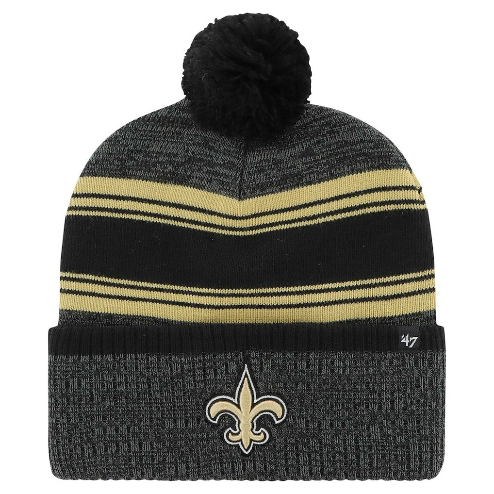New Orleans Saints '47 Fadeout Cuffed Knit Hat with Pom - Black Hats