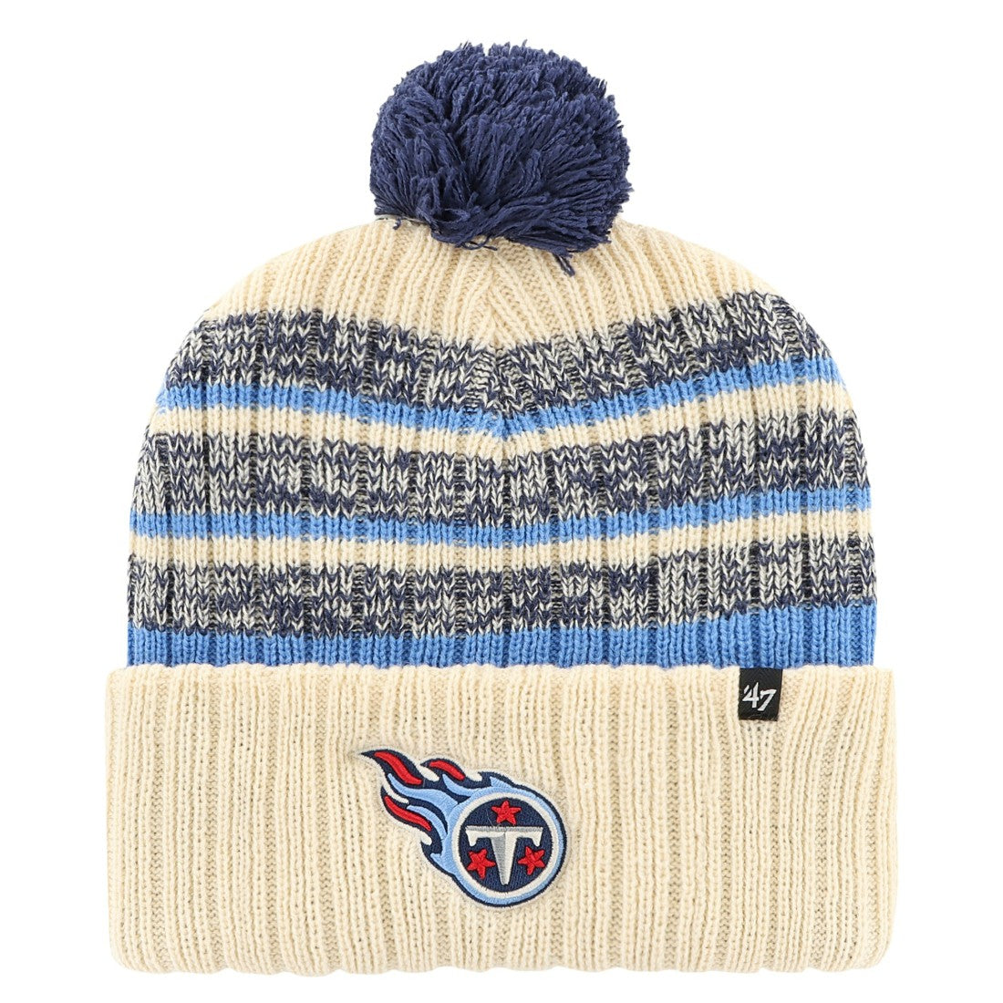 Tennessee Titans '47 Tavern Cuffed Knit Hat with Pom - Cream Hats