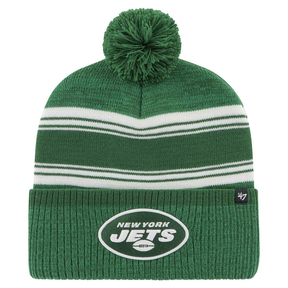 New York Jets '47 Fadeout Cuffed Knit Hat with Pom - Green Hats