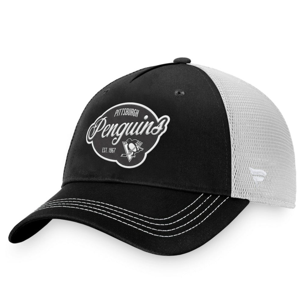Pittsburgh Penguins Fanatics Women's Fundamental Trucker Adjustable Hat - Black/White | US 200010178