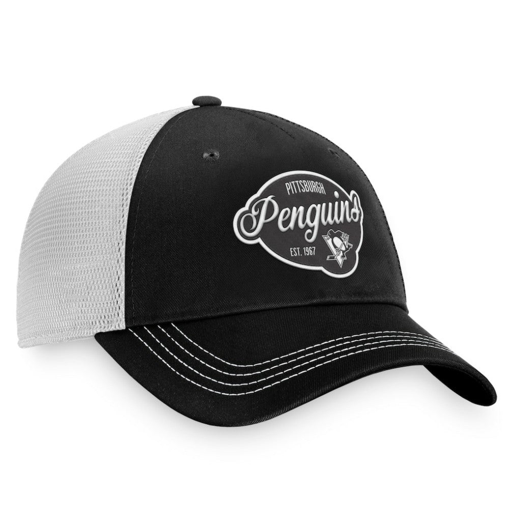 Pittsburgh Penguins Fanatics Women's Fundamental Trucker Adjustable Hat - Black/White | US 200010178