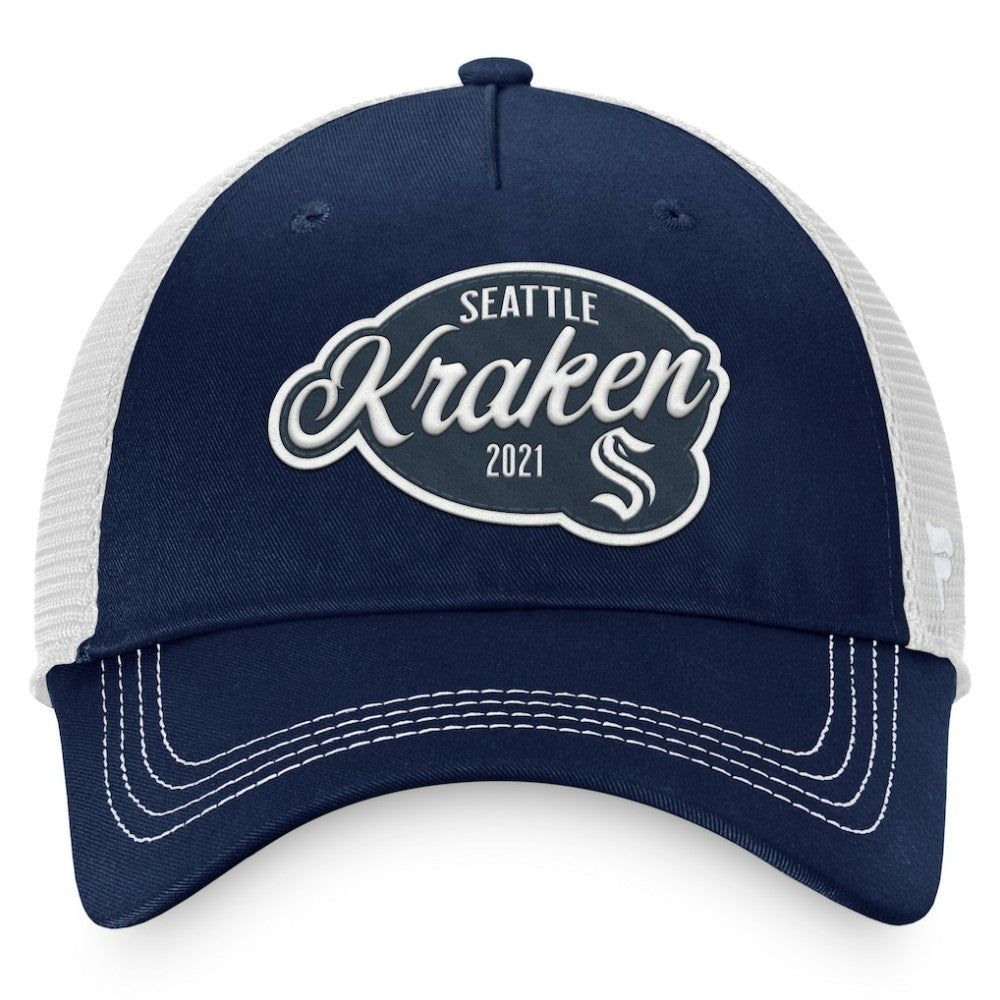 Seattle Kraken Fanatics Women's Fundamental Trucker Adjustable Hat - Deep Sea Blue/White | US 200010183
