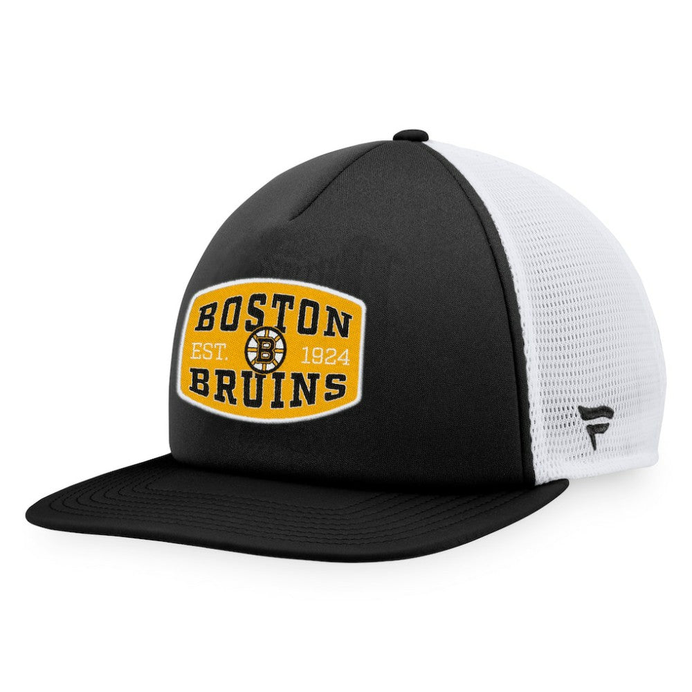 Boston Bruins Fanatics Foam Front Patch Trucker Snapback Hat - Black/White | US 200010186