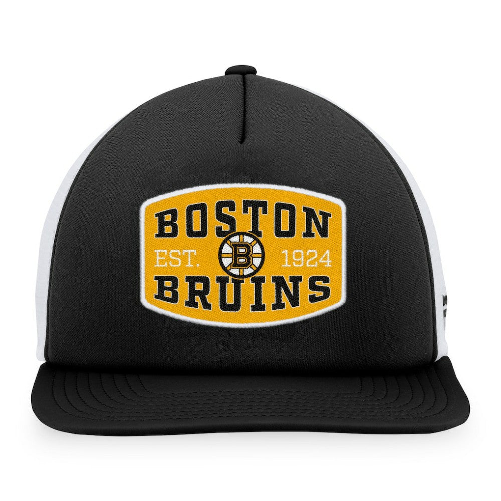 Boston Bruins Fanatics Foam Front Patch Trucker Snapback Hat - Black/White | US 200010186