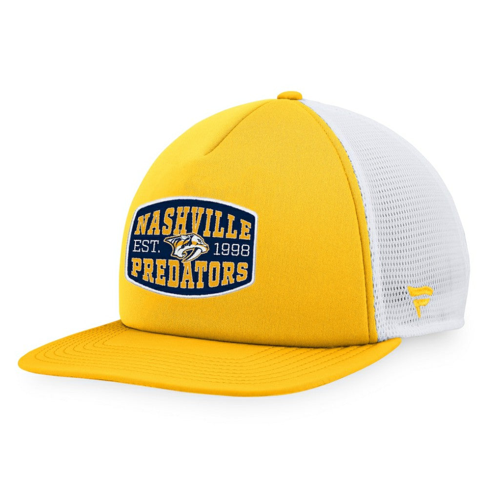 Nashville Predators Fanatics Foam Front Patch Trucker Snapback Hat - Gold/White | US 200010203