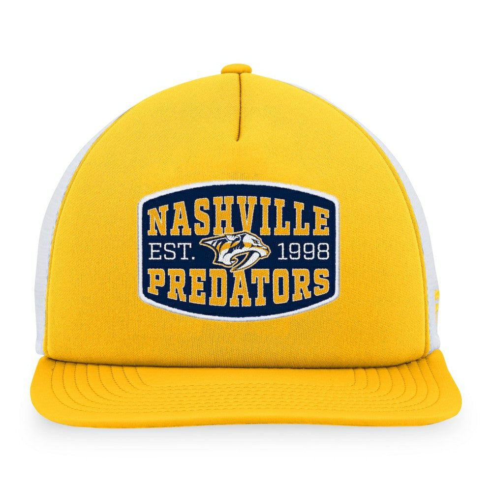 Nashville Predators Fanatics Foam Front Patch Trucker Snapback Hat - Gold/White | US 200010203