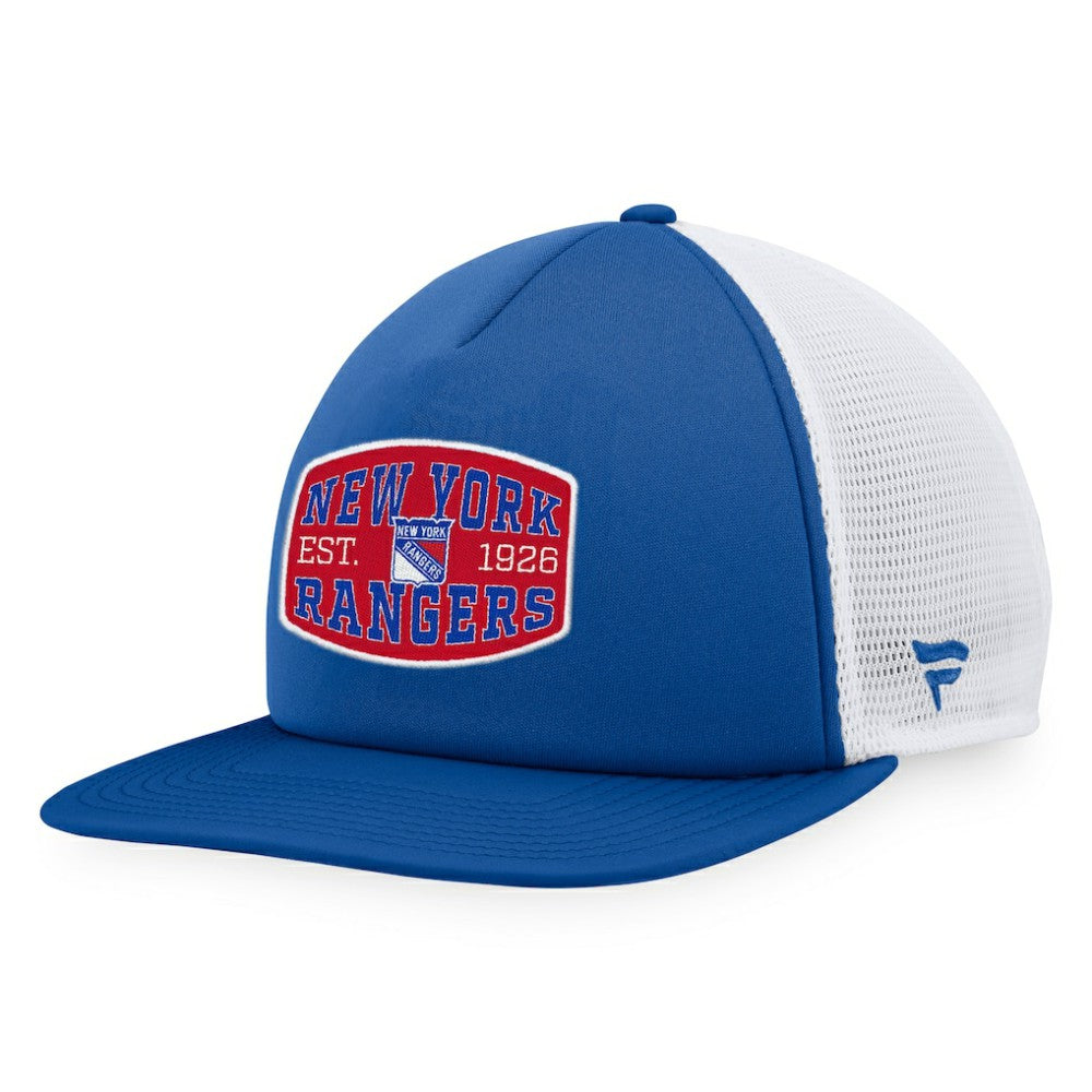 New York Rangers Fanatics Foam Front Patch Trucker Snapback Hat - Navy/White | US 200010207