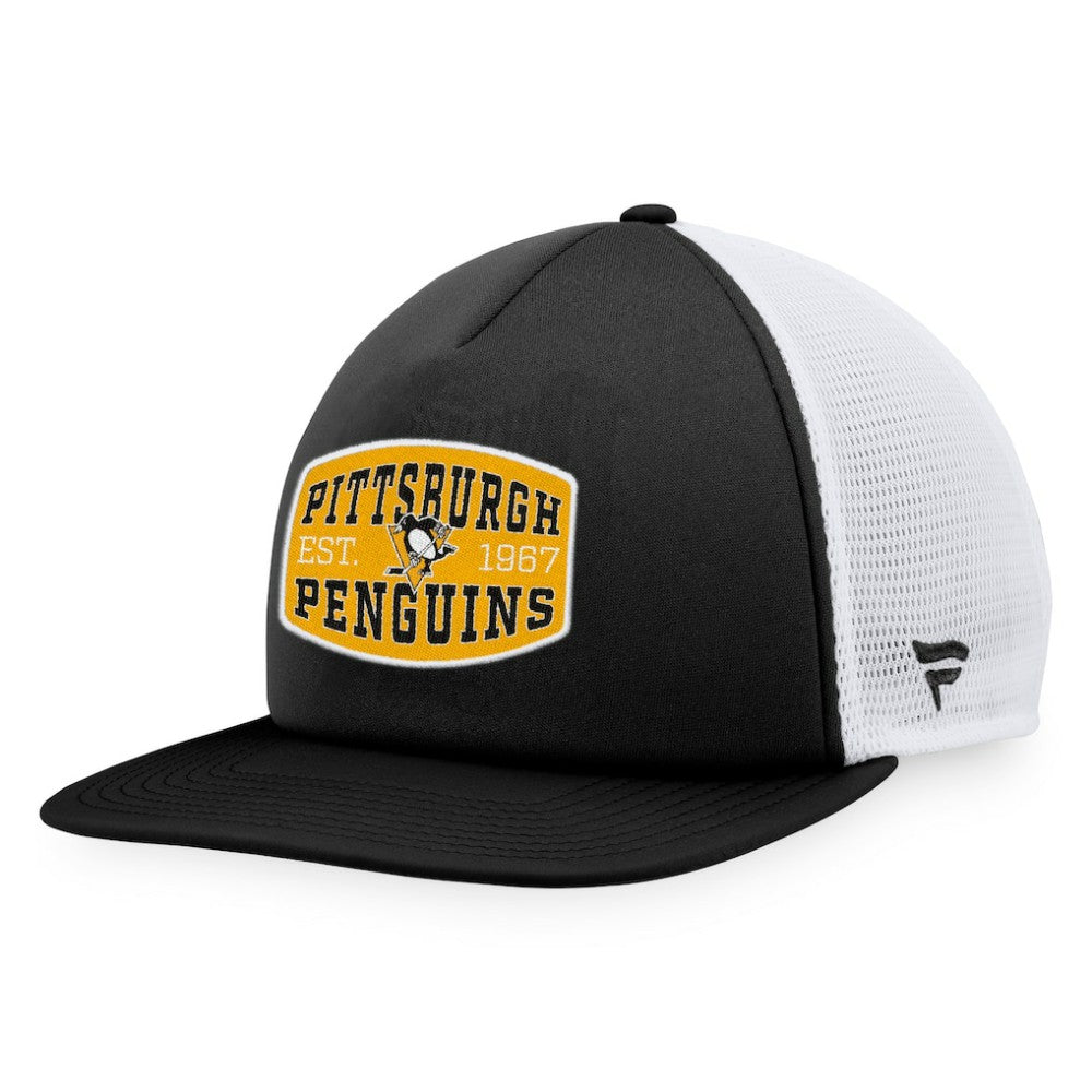 Pittsburgh Penguins Fanatics Foam Front Patch Trucker Snapback Hat - Black/White | US 200010209