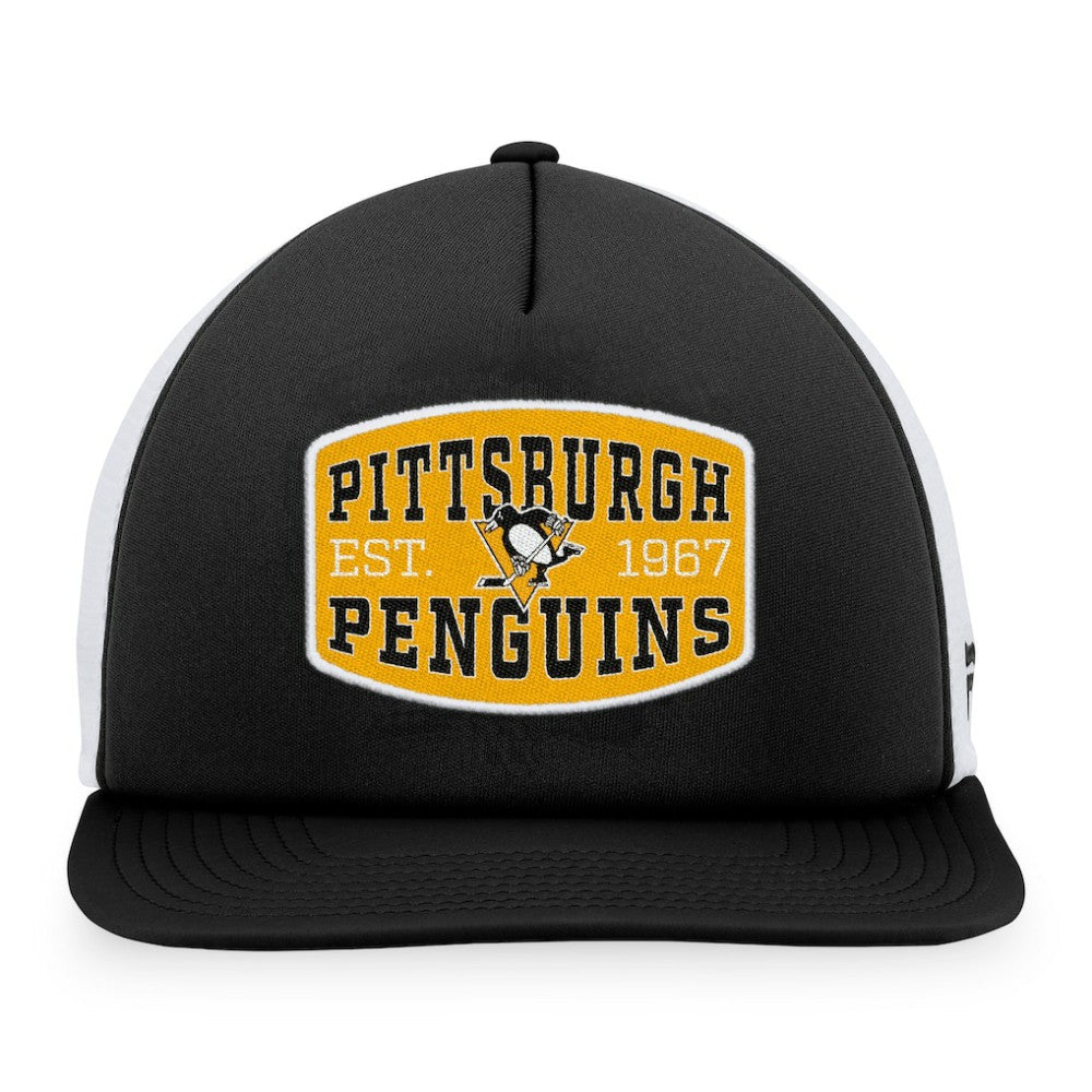 Pittsburgh Penguins Fanatics Foam Front Patch Trucker Snapback Hat - Black/White | US 200010209