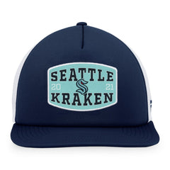 Seattle Kraken Fanatics Foam Front Patch Trucker Snapback Hat - Deep Sea Blue/White | US 200010212