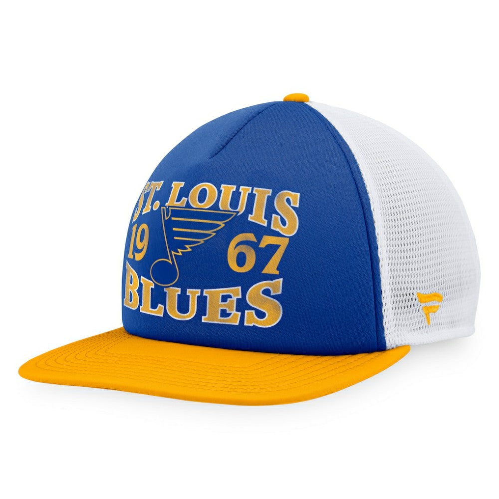 St. Louis Blues Fanatics Heritage Vintage Foam Front Trucker Snapback Hat - Blue/Gold | US 200010247