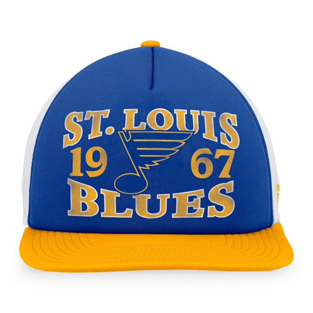 St. Louis Blues Fanatics Heritage Vintage Foam Front Trucker Snapback Hat - Blue/Gold | US 200010247