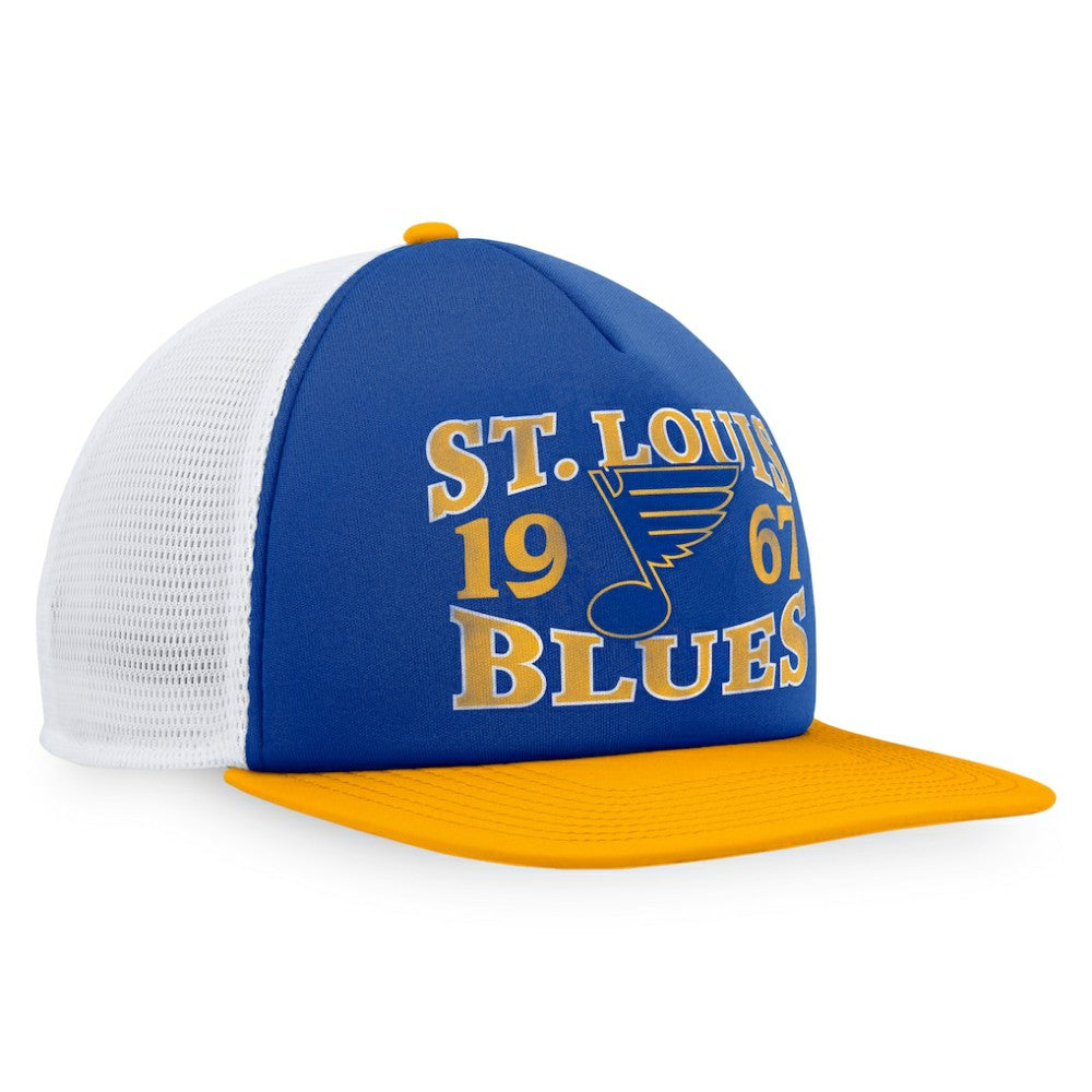 St. Louis Blues Fanatics Heritage Vintage Foam Front Trucker Snapback Hat - Blue/Gold | US 200010247