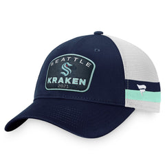 Seattle Kraken Fanatics Fundamental Striped Trucker Adjustable Hat - Deep Sea Blue/White | US 200010337