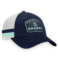 Seattle Kraken Fanatics Fundamental Striped Trucker Adjustable Hat - Deep Sea Blue/White | US 200010337