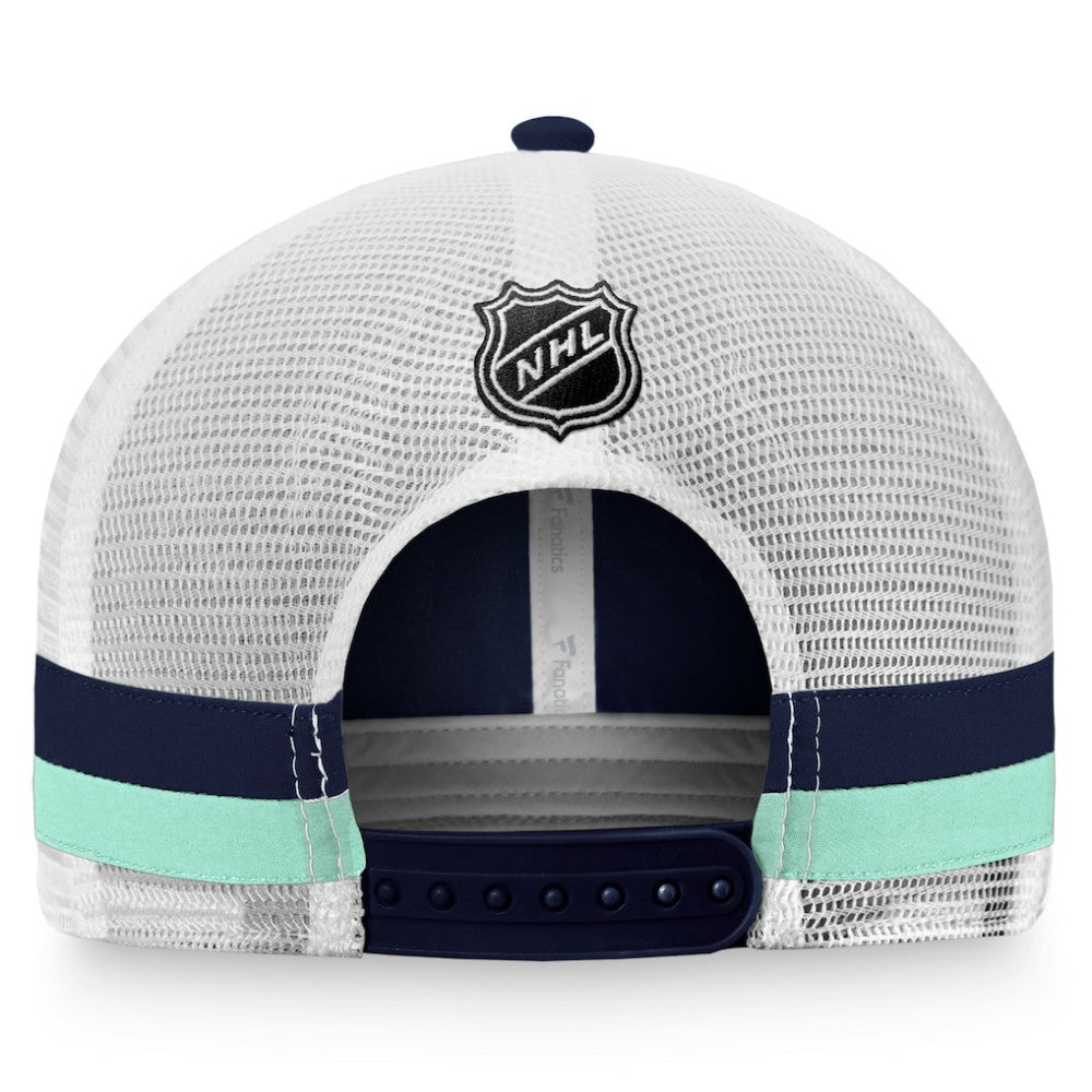 Seattle Kraken Fanatics Fundamental Striped Trucker Adjustable Hat - Deep Sea Blue/White | US 200010337