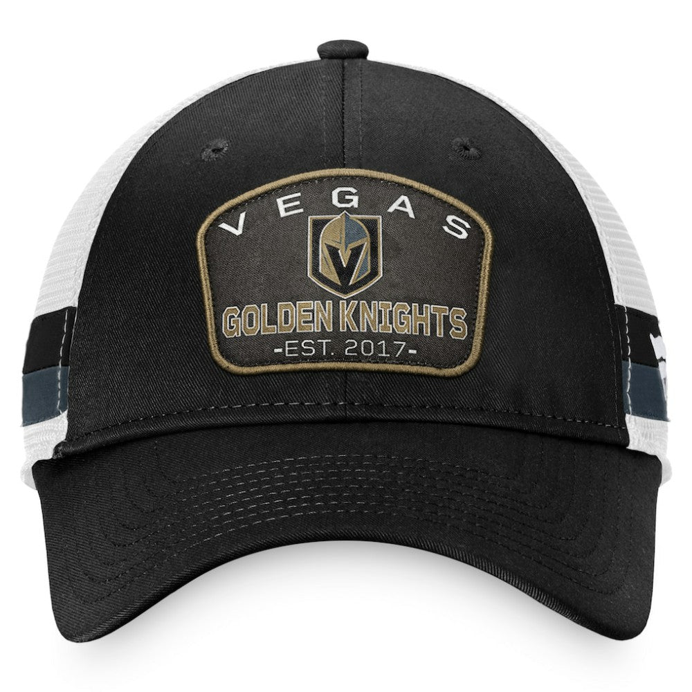 Vegas Golden Knights Fanatics Fundamental Striped Trucker Adjustable Hat - Black/White | US 200010350