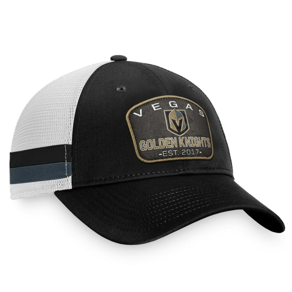 Vegas Golden Knights Fanatics Fundamental Striped Trucker Adjustable Hat - Black/White | US 200010350