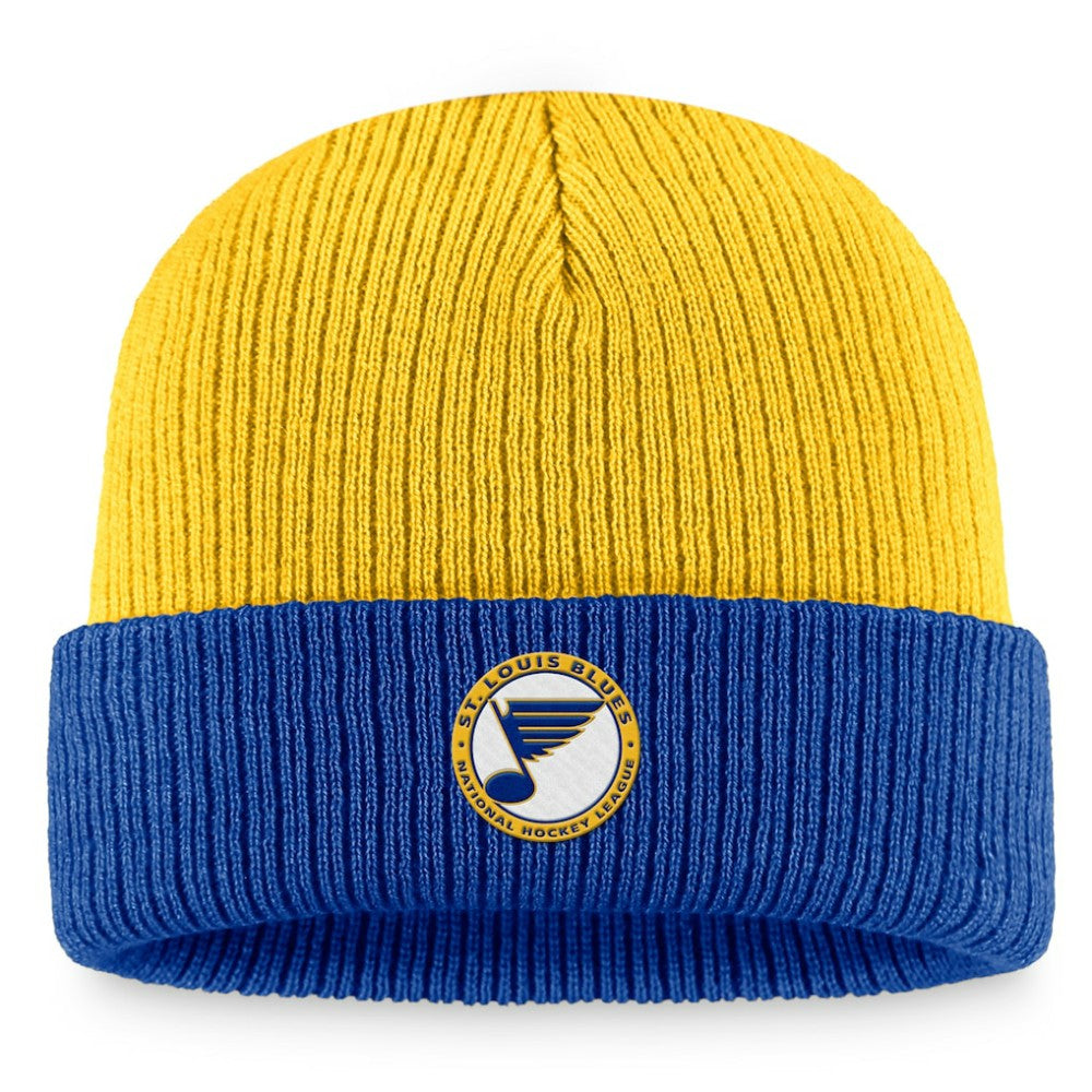 St. Louis Blues Fanatics Heritage Vintage Cuffed Knit Hat - Gold/Blue | US 200010519