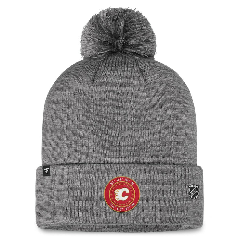 Calgary Flames Fanatics Authentic Pro Home Ice Cuffed Knit Hat with Pom - Gray | US 200011113