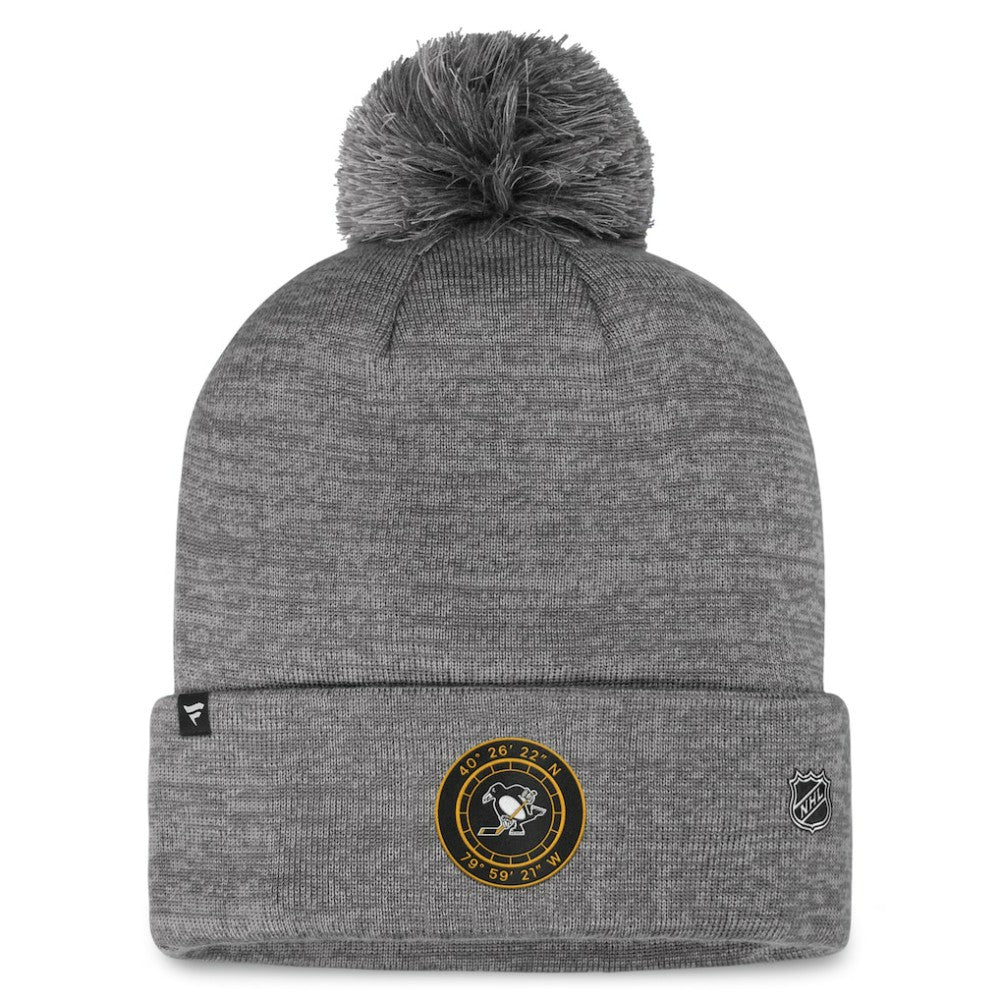 Pittsburgh Penguins Fanatics Authentic Pro Home Ice Cuffed Knit Hat with Pom - Gray | US 200011153