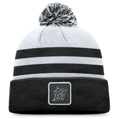 Miami Marlins Fanatics Cuffed Knit Hat with Pom - Gray Hats