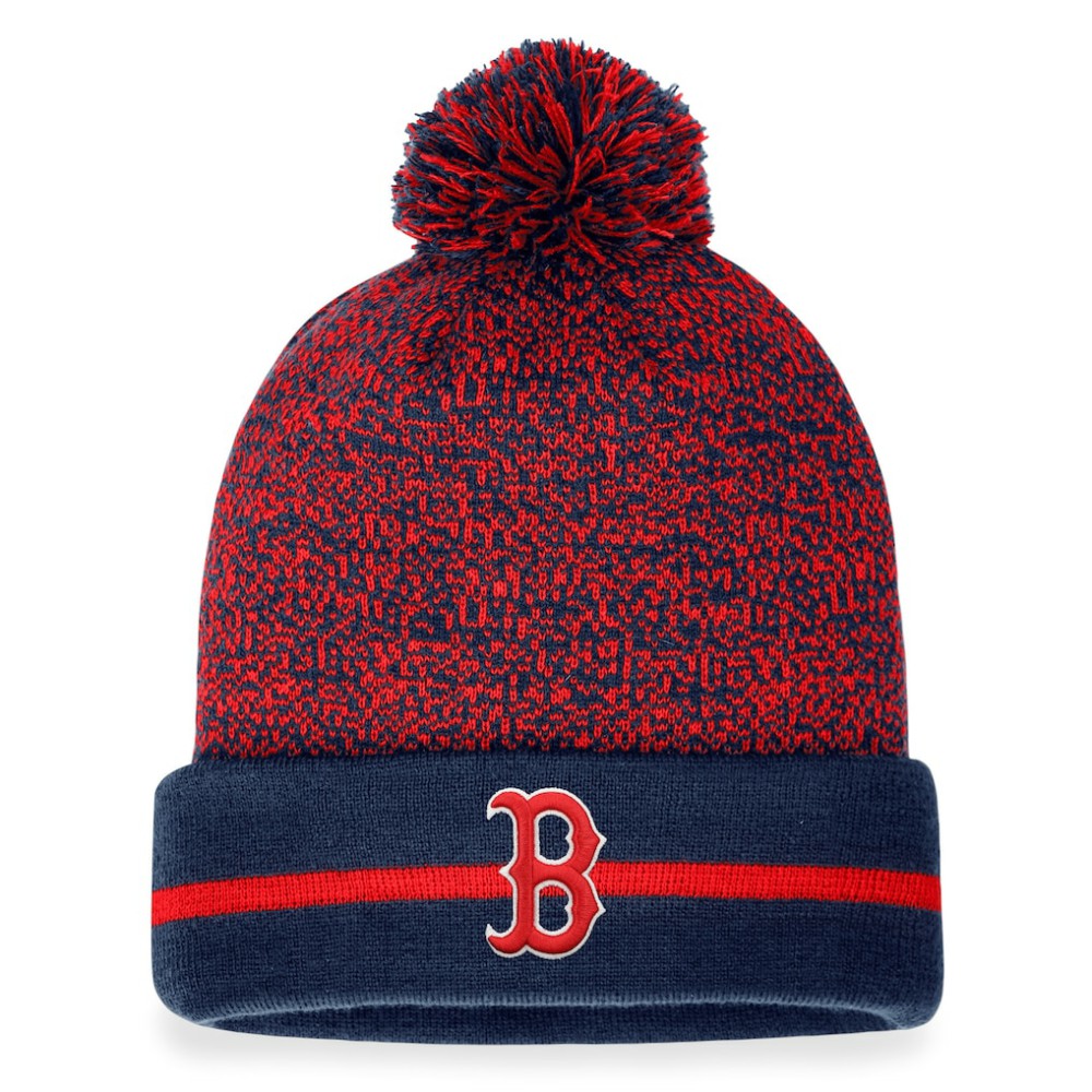 Boston Red Sox Fanatics Space-Dye Cuffed Knit Hat with Pom - Navy/Red Hats
