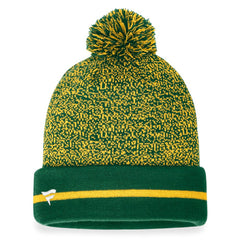 Athletics Fanatics Space-Dye Cuffed Knit Hat with Pom - Green/Gold Hats