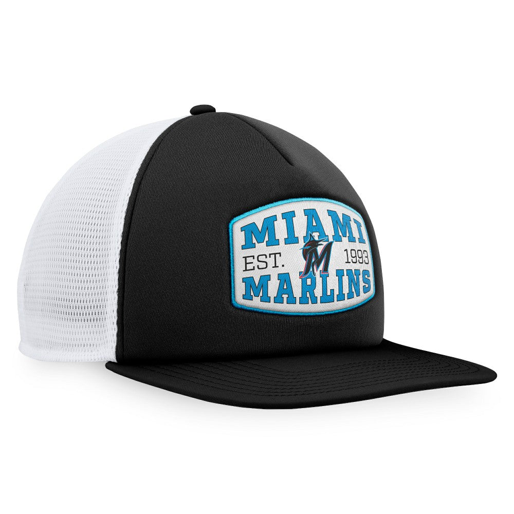 Miami Marlins Fanatics Foam Front Patch Trucker Snapback Hat - Black Hats