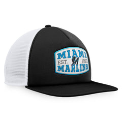 Miami Marlins Fanatics Foam Front Patch Trucker Snapback Hat - Black Hats