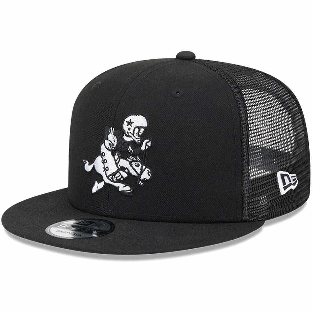 Dallas Cowboys New Era Retro Joe Main Trucker 9FIFTY Snapback Hat - Black Hats