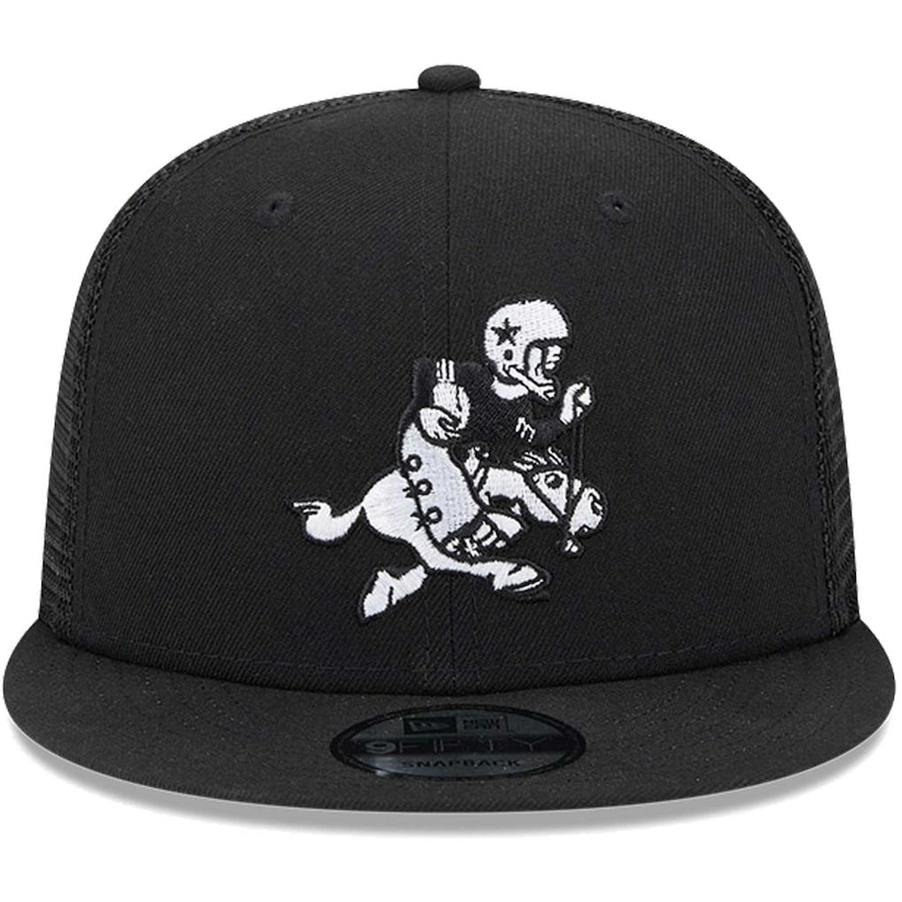 Dallas Cowboys New Era Retro Joe Main Trucker 9FIFTY Snapback Hat - Black Hats