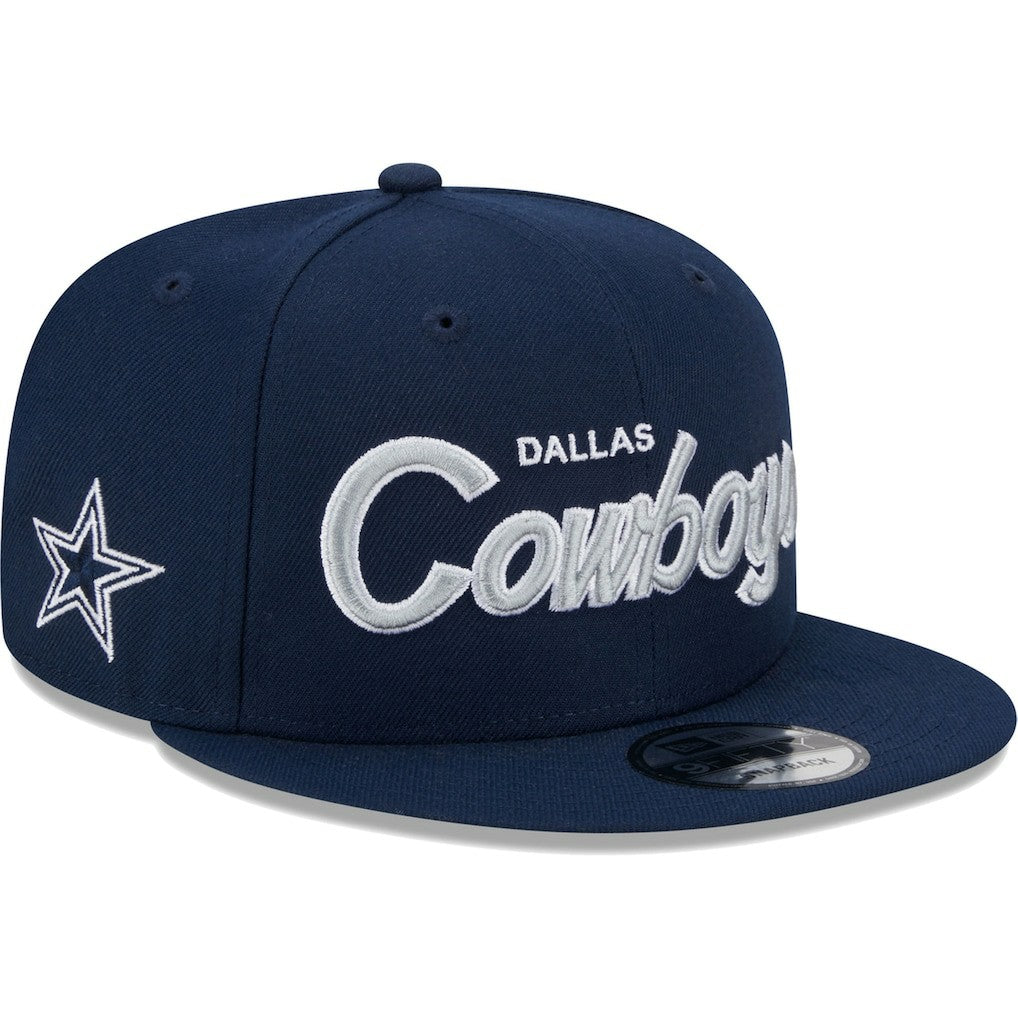 Dallas Cowboys New Era Main Script 9FIFTY Snapback Hat - Navy Hats