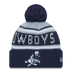 Dallas Cowboys New Era Youth Gridiron Classics Main Cuffed Knit Hat with Pom - Gray/Navy Hats