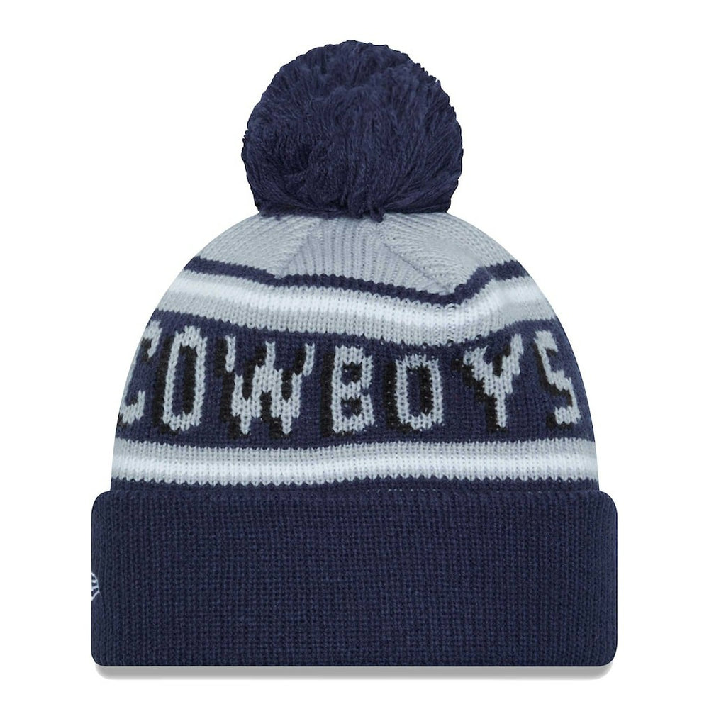 Dallas Cowboys New Era Youth Gridiron Classics Main Cuffed Knit Hat with Pom - Gray/Navy Hats