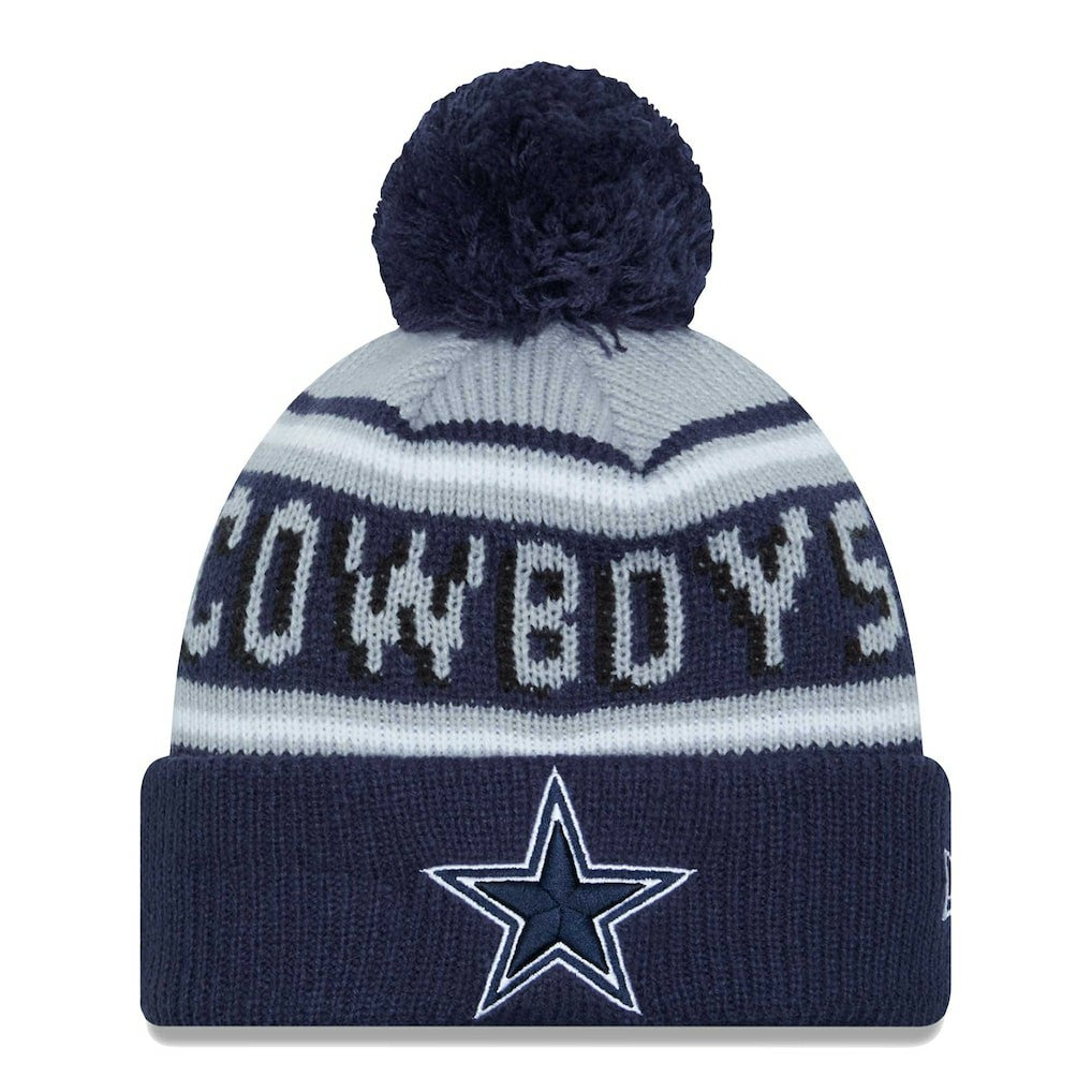 Dallas Cowboys New Era Youth Main Cuffed Knit Hat with Pom - Gray/Navy Hats