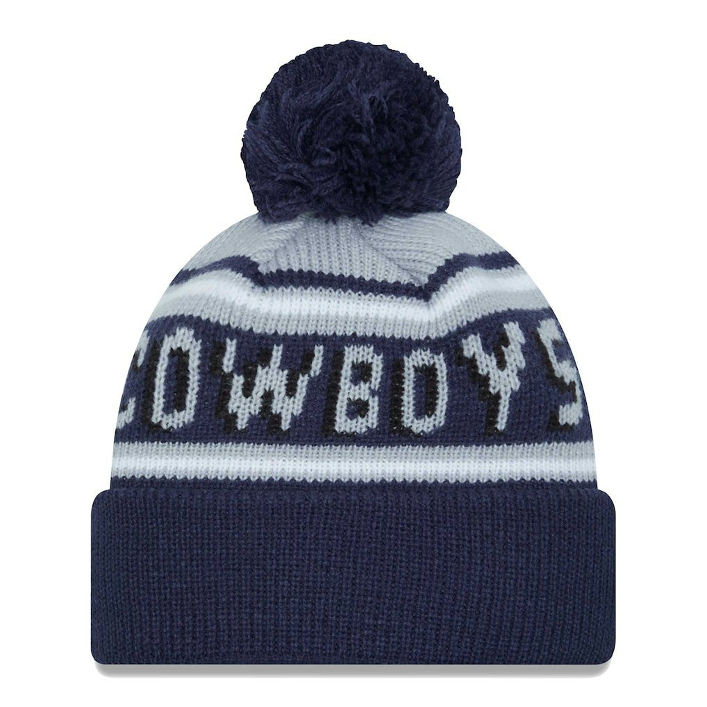 Dallas Cowboys New Era Youth Main Cuffed Knit Hat with Pom - Gray/Navy Hats