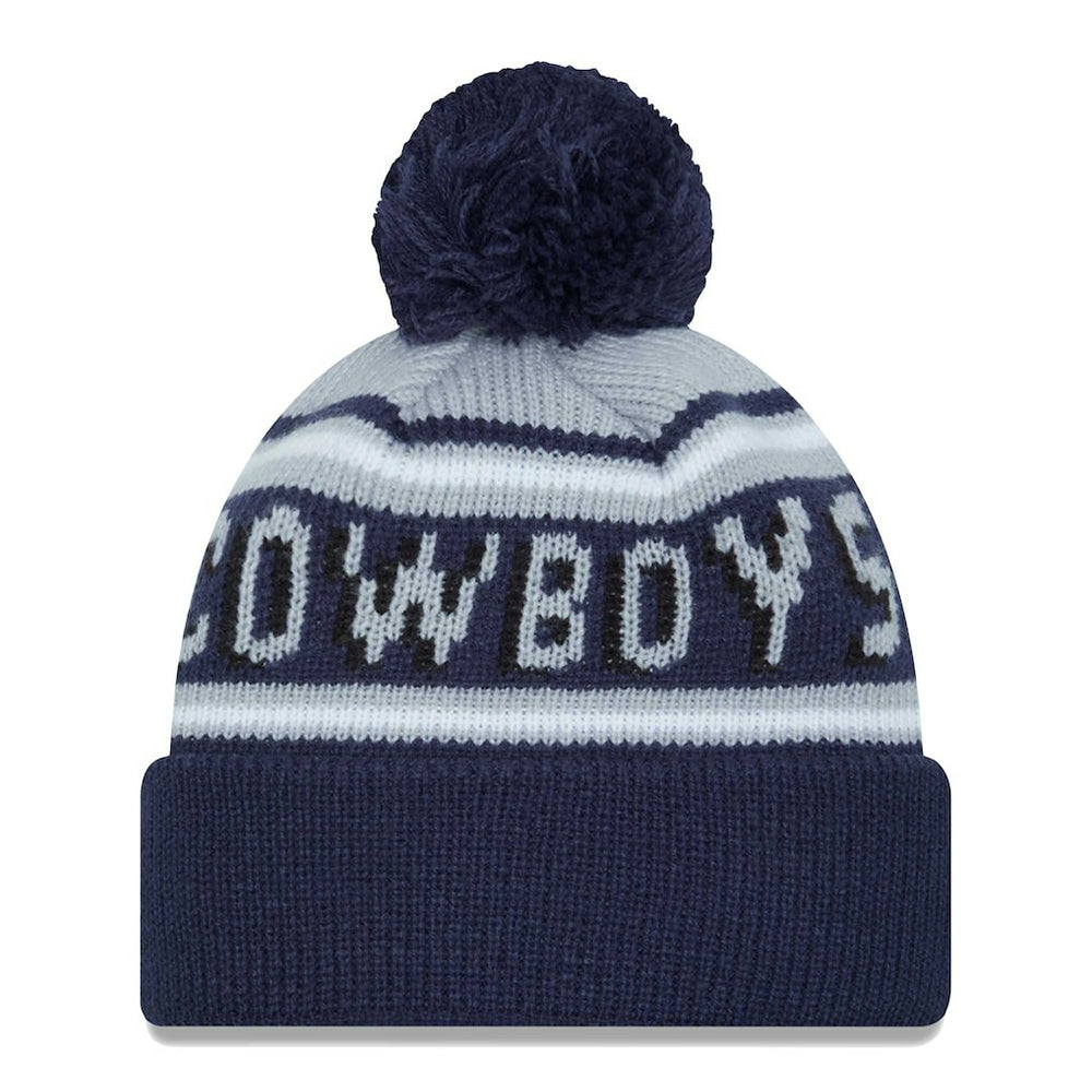 Dallas Cowboys New Era Youth Main Cuffed Knit Hat with Pom - Gray/Navy Hats