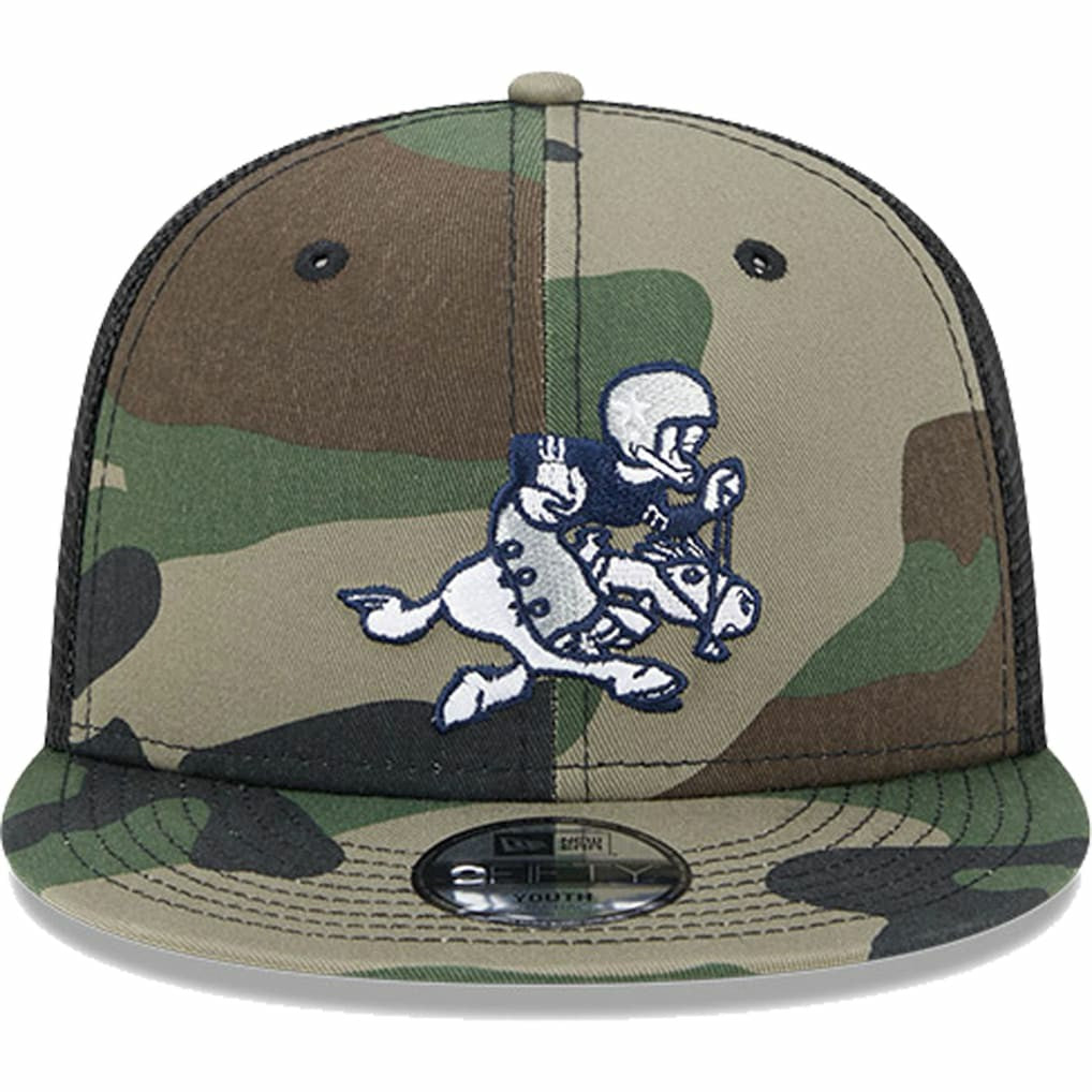 Dallas Cowboys New Era Youth Retro Joe Main Trucker 9FIFTY Snapback Hat - Camo Hats