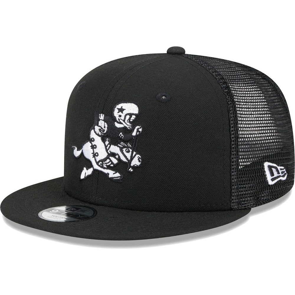Dallas Cowboys New Era Youth Retro Joe Main B-Dub 9FIFTY Trucker Adjustable Hat - Black Hats